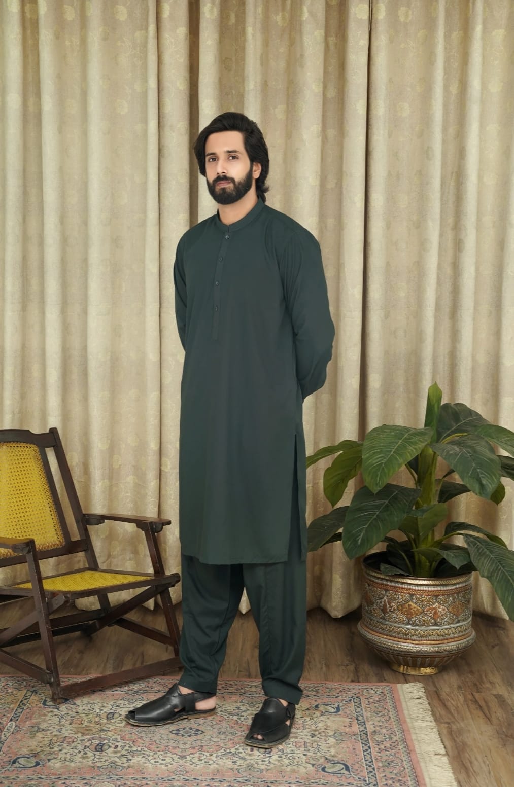 DARK GREEN MEN'S UNSTITCHED